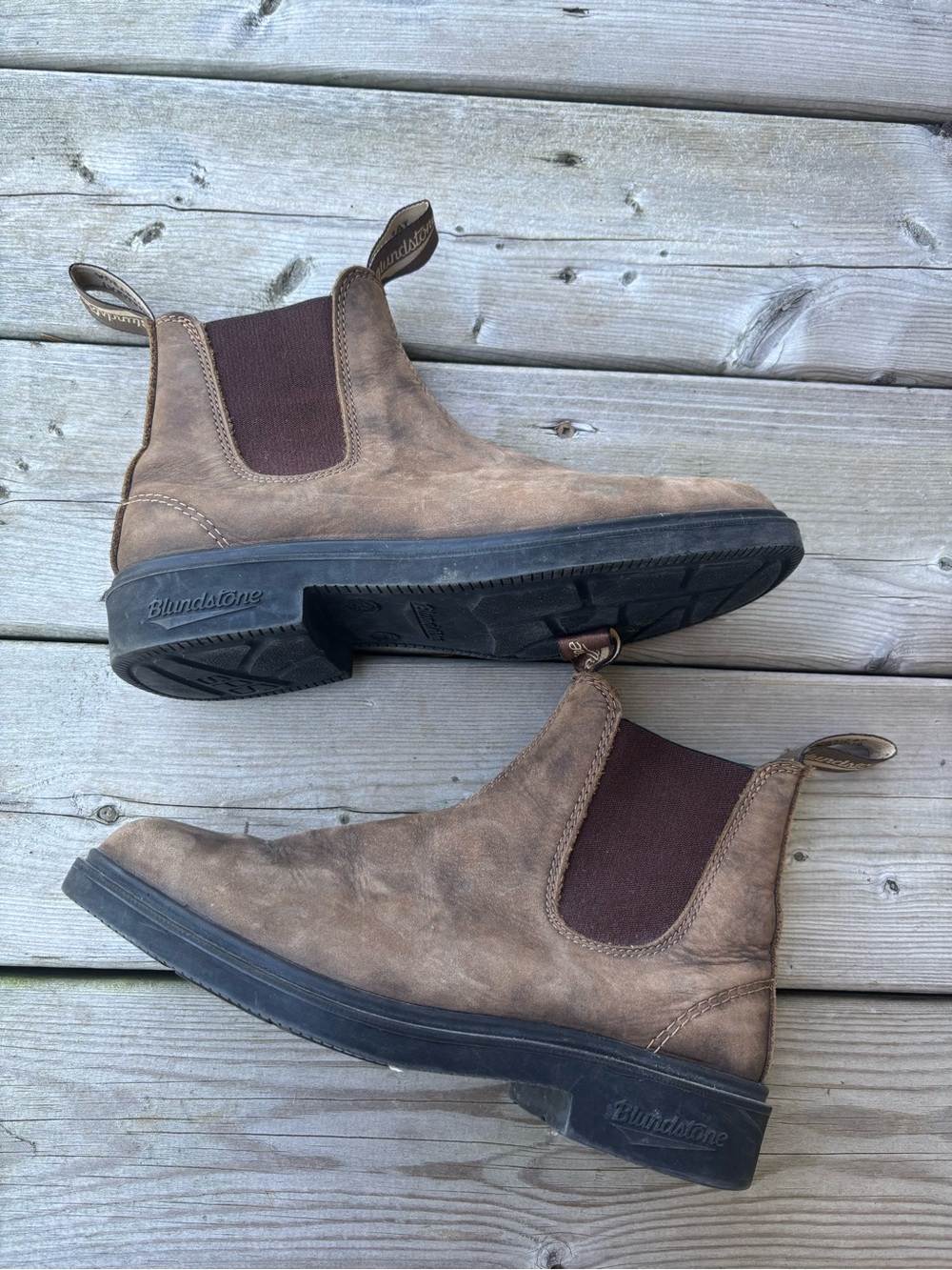 Women's 8.5 Rustic Brown Blundstones Blundstone Leather Boots Ankle Chelsea
